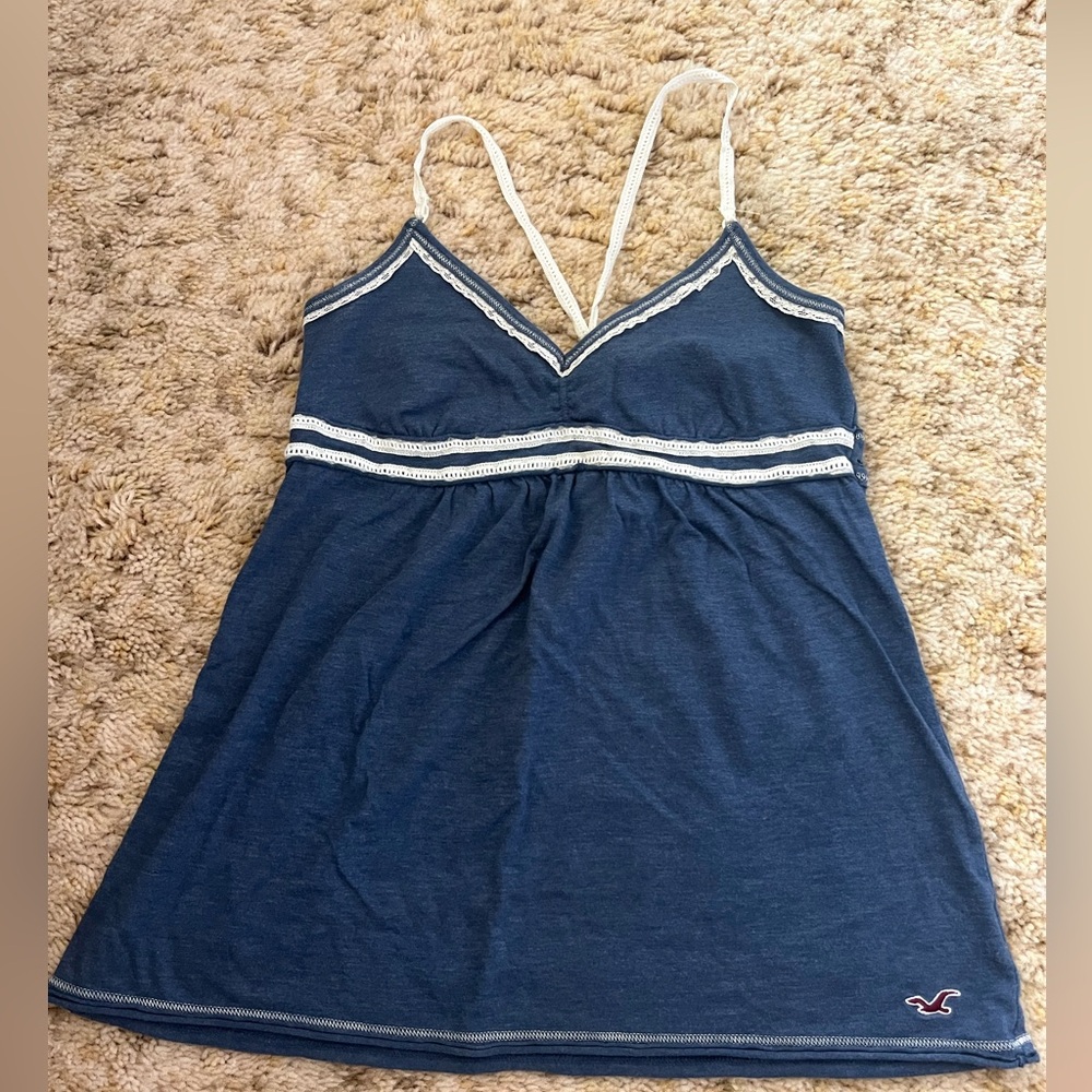 Hollister, small baby doll blue tank top